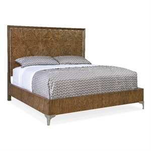 Hooker Furniture Chapman Veneers Metal California King Panel Bed in Brown/White