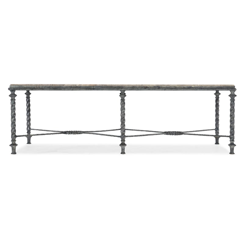Hooker Furniture Traditions Rectangle Veneers Metal Cocktail Table in Brown/Gray