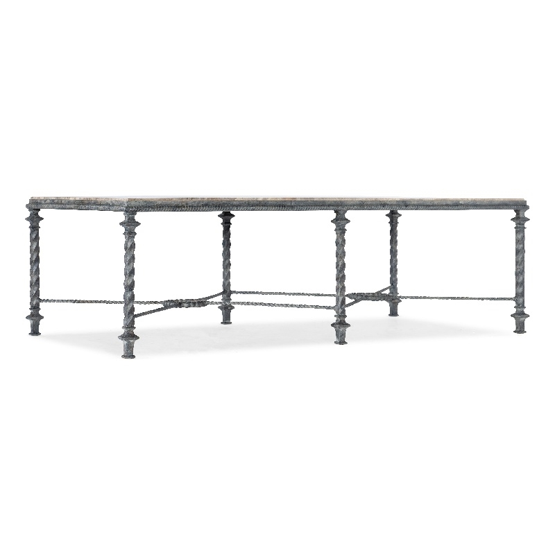 Hooker Furniture Traditions Rectangle Veneers Metal Cocktail Table in Brown/Gray