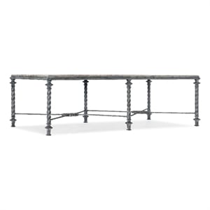 Hooker Furniture Traditions Rectangle Veneers Metal Cocktail Table in Brown/Gray