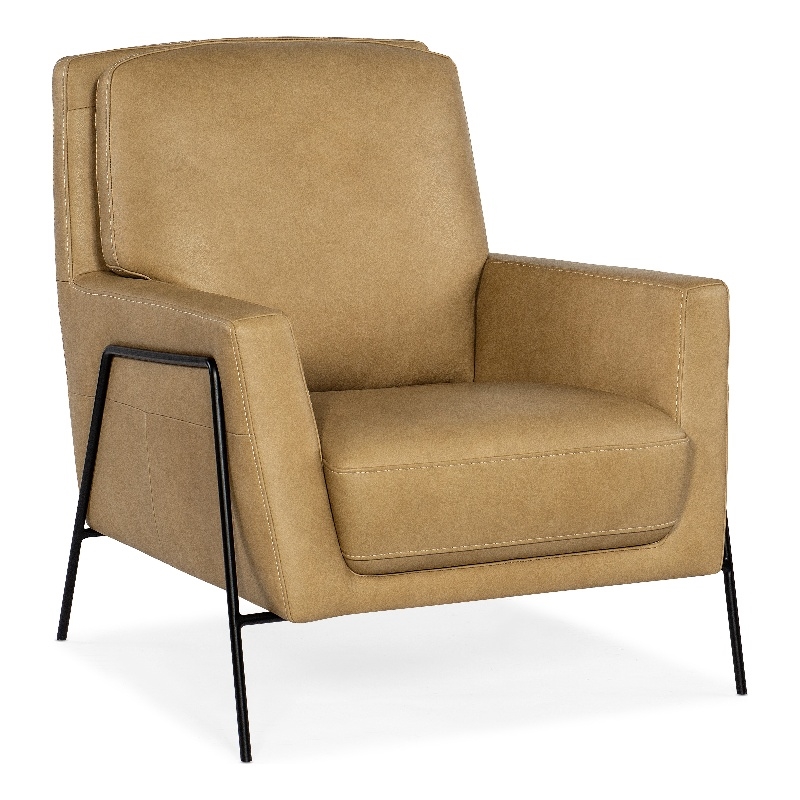 Hooker Furniture Amette Leather and Metal Club Chair in Tan Finish