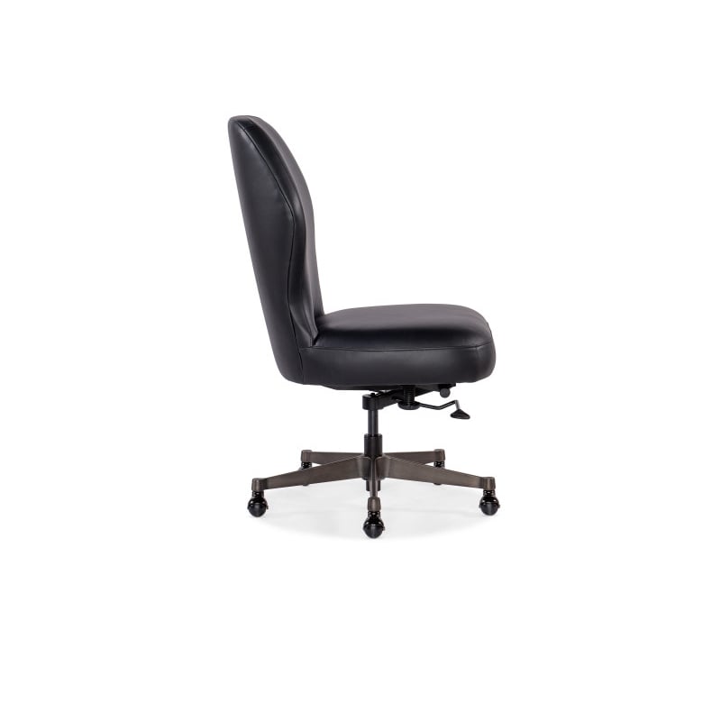Hooker Furniture Leather and Metal Executive Swivel Tilt Chair in Black