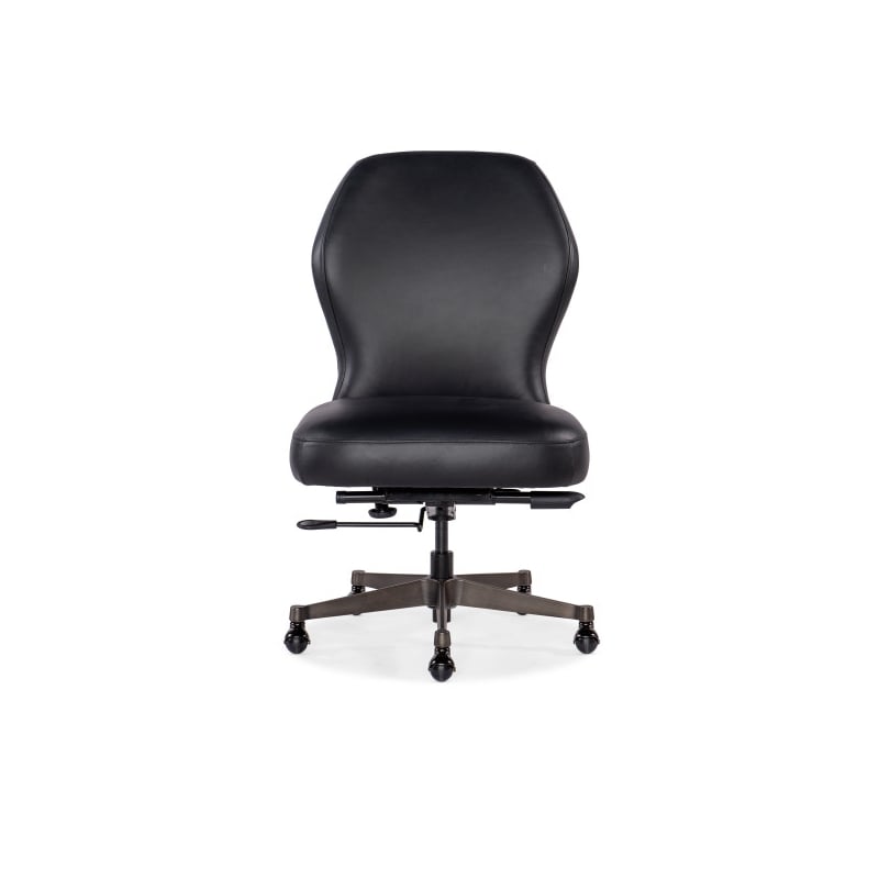 Hooker Furniture Leather and Metal Executive Swivel Tilt Chair in Black