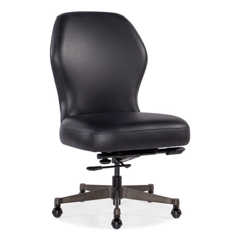 Hooker Furniture Leather and Metal Executive Swivel Tilt Chair in Black