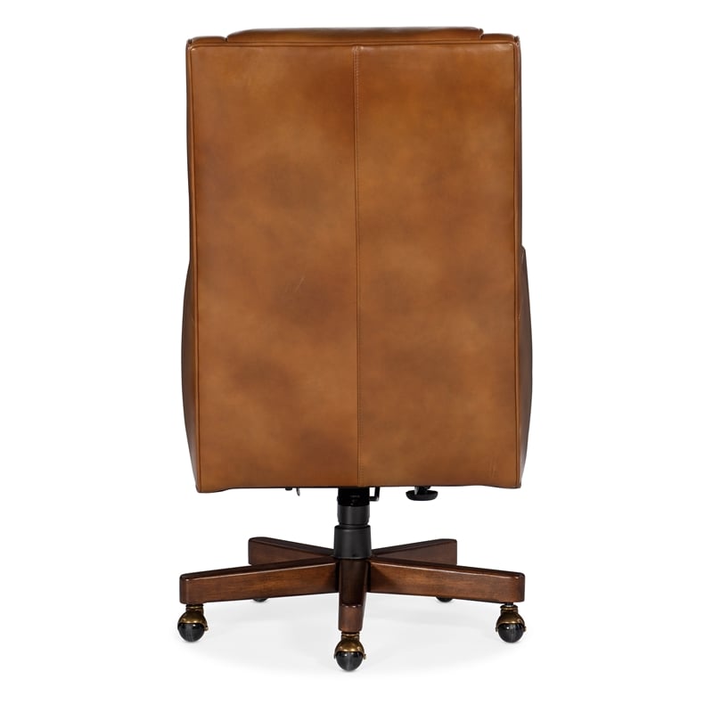Hooker Furniture Leather Wright Executive Swivel Tilt Chair in Brown
