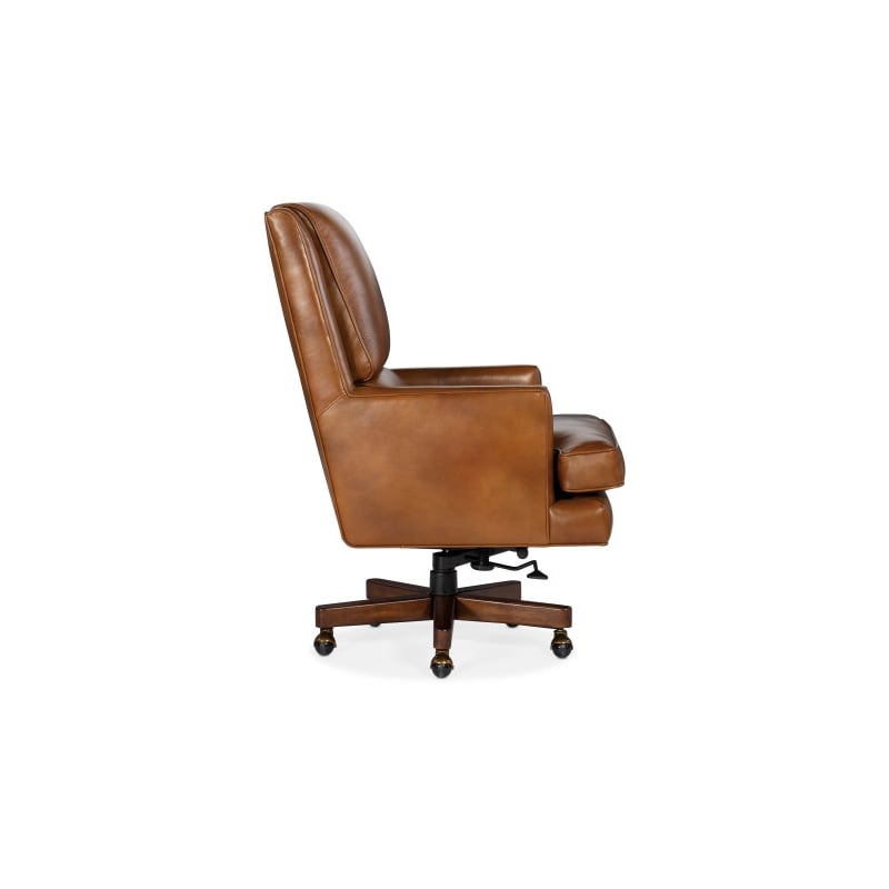 Hooker Furniture Leather Wright Executive Swivel Tilt Chair in Brown