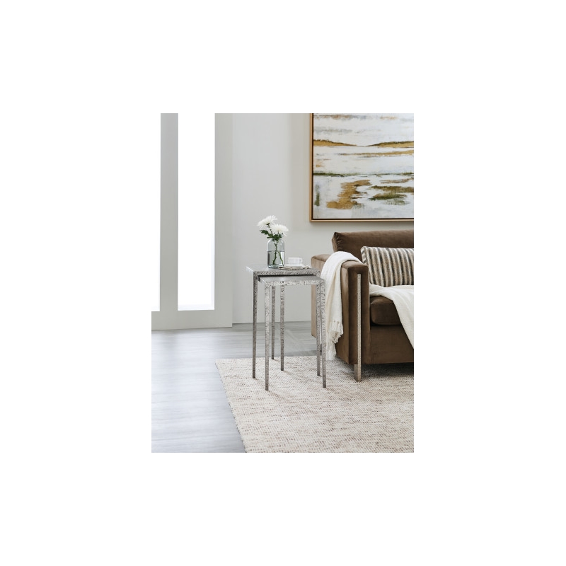 Hooker Furniture Chapman Metal Nesting Tables in Silver Finish