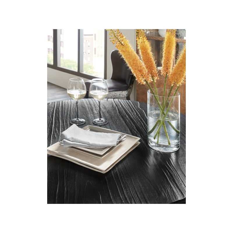 Hooker Furniture Chapman Wood Shou Sugi Ban Petite Round Dining Table in Black