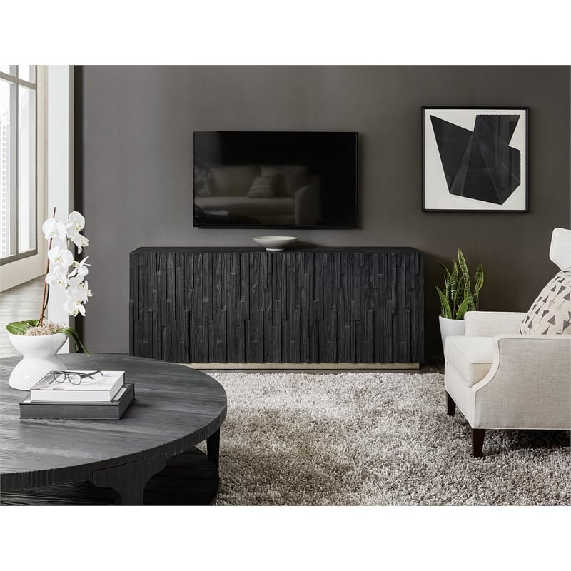 Hooker Furniture Chapman Wood Shou Sugi Ban Entertainment Console in Black