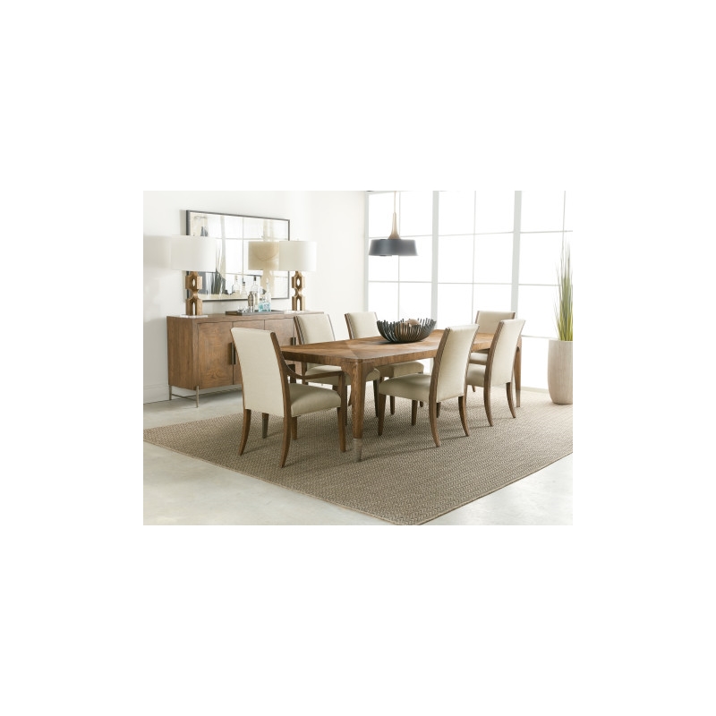 Hooker Furniture Chapman Oak and Fabric Upholstered Arm Chair in Brown White