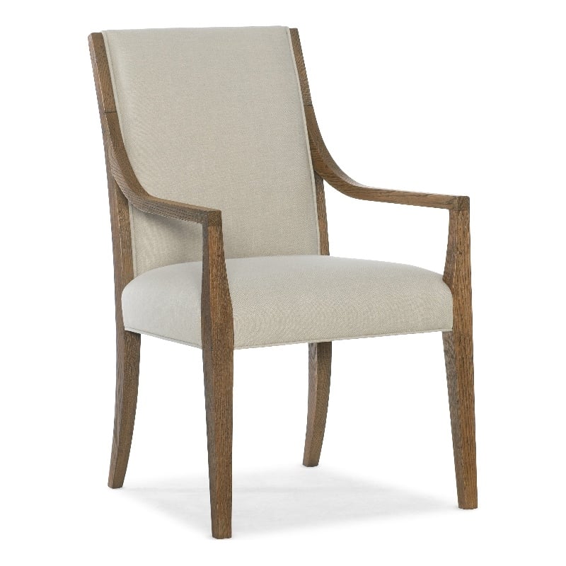 Hooker Furniture Chapman Oak and Fabric Upholstered Arm Chair in Brown White