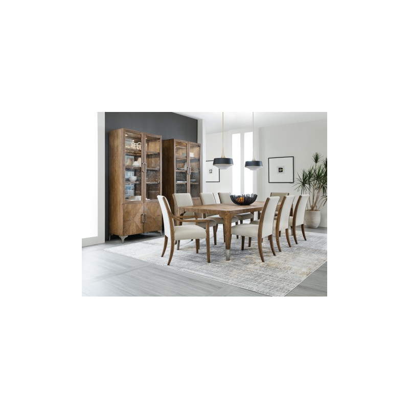 Hooker Furniture Chapman Oak and Fabric Upholstered Side Chair in Brown White