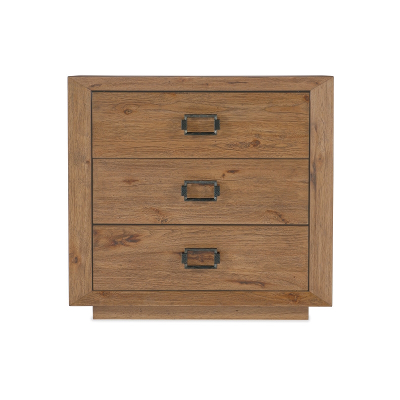 Hooker Furniture Big Sky Veneers and Solid Wood Three Drawer Nightstand in Brown