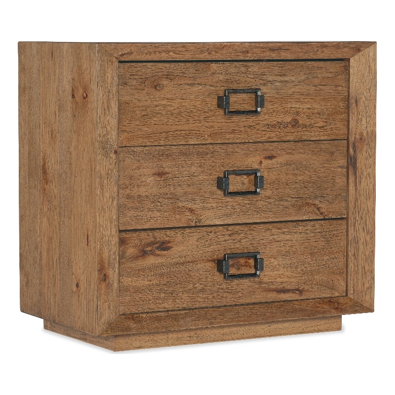 Hooker Furniture Big Sky Veneers and Solid Wood Three Drawer Nightstand in Brown