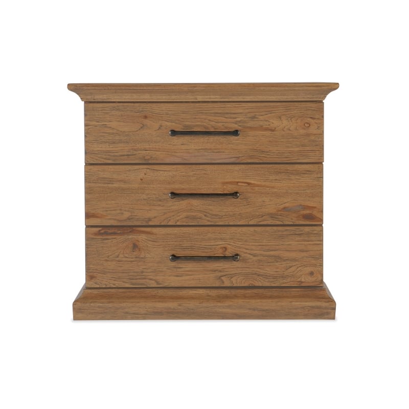 Hooker Furniture Big Sky Veneers and Solid Wood Three Drawer Nightstand in Brown