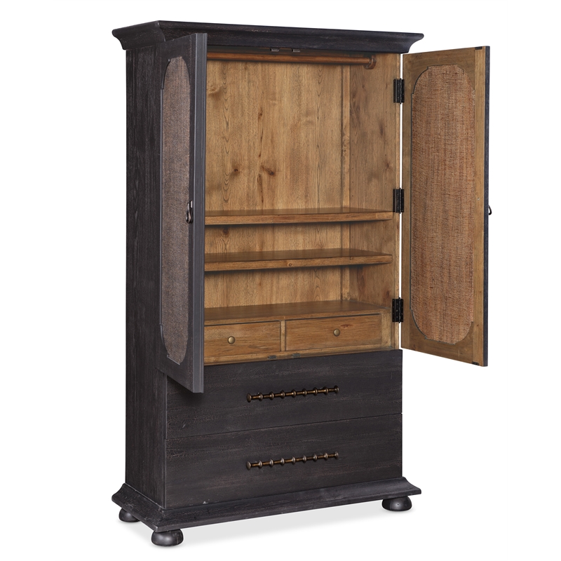 Hooker Furniture Big Sky Veneers Wood Small Wardrobe in Black