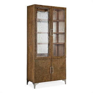 hooker furniture chapman veneers glass and metal display cabinet in brown/white