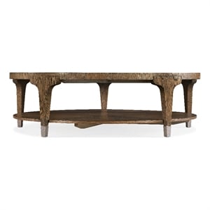 Hooker Furniture Chapman Round Veneers and Metal Cocktail Table in Brown/White