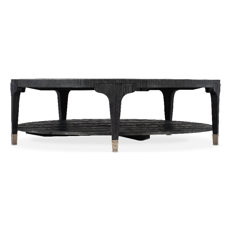 Hooker Furniture Chapman Veneers Shou Sugi Ban Round Cocktail Table in Black