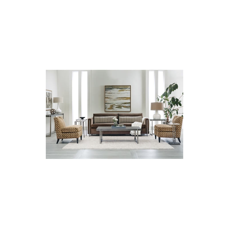 Hooker Furniture Chapman Metal and Faux Shagreen Mixed Media End Table in Gray