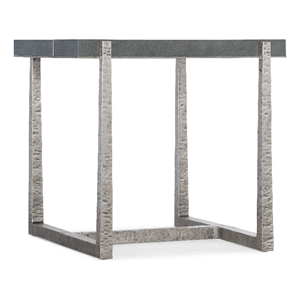 hooker furniture chapman metal and faux shagreen mixed media end table in gray