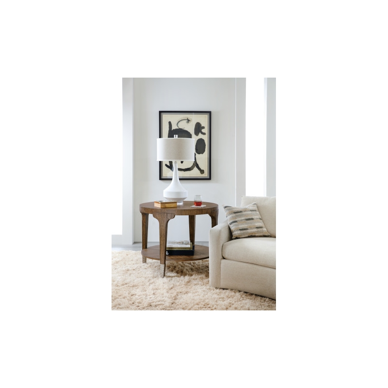 Hooker Furniture Chapman Round Veneers and Metal Side Table in Brown/White