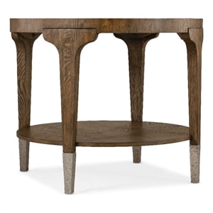 Hooker Furniture Chapman Round Veneers and Metal Side Table in Brown/White