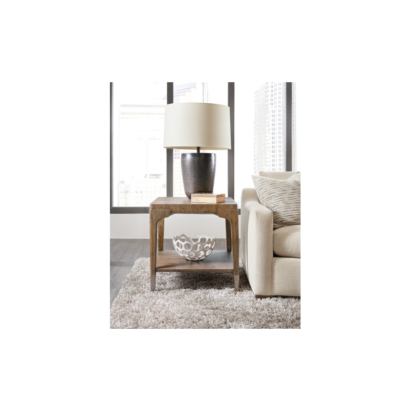 Hooker Furniture Chapman Rectangle Veneers and Metal End Table in Brown/White