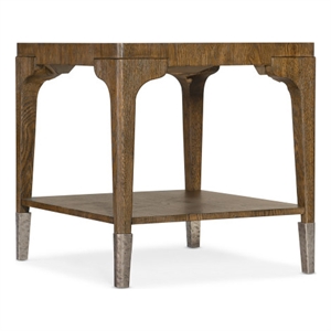 hooker furniture chapman rectangle veneers and metal end table in brown/white