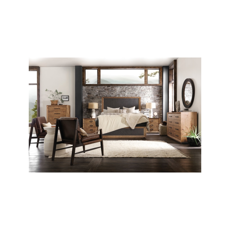 Hooker Furniture Big Sky Veneers and Resin Cal King Panel Bed in Brown