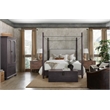 Hooker Furniture Big Sky Veneers Fabric Cal King Poster Bed w/ Canopy in Black