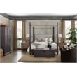 Hooker Furniture Big Sky Veneers Fabric King Poster Bed w/ Canopy in Black