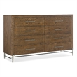 Hooker Furniture Chapman Eight-Drawer Veneers and Metal Dresser in Brown/White