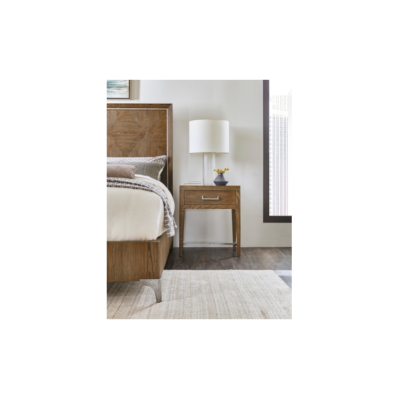 Hooker Furniture Chapman Veneers and Metal Nightstand in Brown/White
