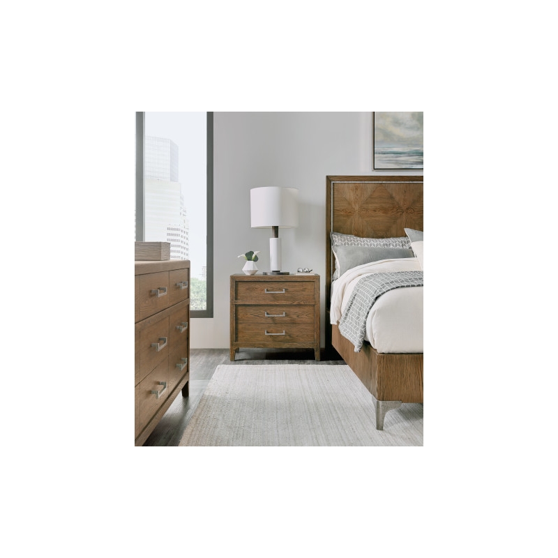 Hooker Furniture Chapman Three-Drawer Wood Nightstand in Brown/White
