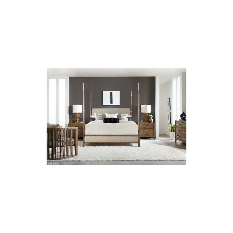 Hooker Furniture Chapman Three-Drawer Wood Nightstand in Brown/White