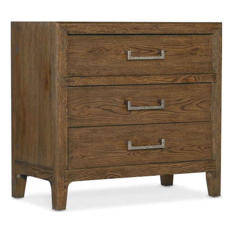 Hooker Furniture Chapman Three-Drawer Wood Nightstand in Brown/White