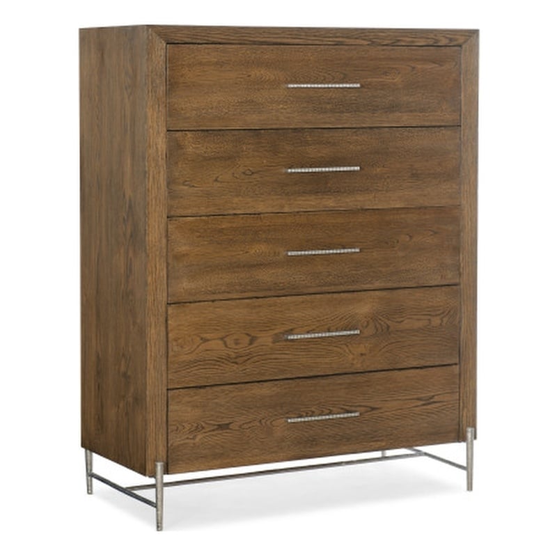 Hooker Furniture Chapman Five-Drawer Veneers and Metal Chest in Brown/White