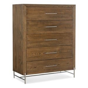 Hooker Furniture Chapman Five-Drawer Veneers and Metal Chest in Brown/White