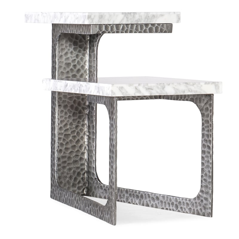 Hooker Furniture Melange Georgie Veneers and Metal Side Table in Silver