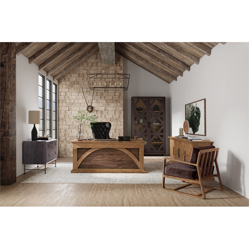 Hooker Furniture Big Sky Wood and Metal Executive Desk in Brown