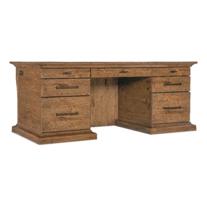 hooker furniture big sky wood and metal executive desk in brown