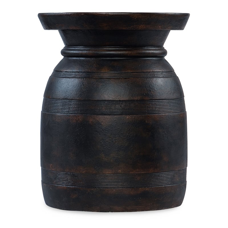 Hooker Furniture Big Sky Resin Urn Spot Table in Black Finish