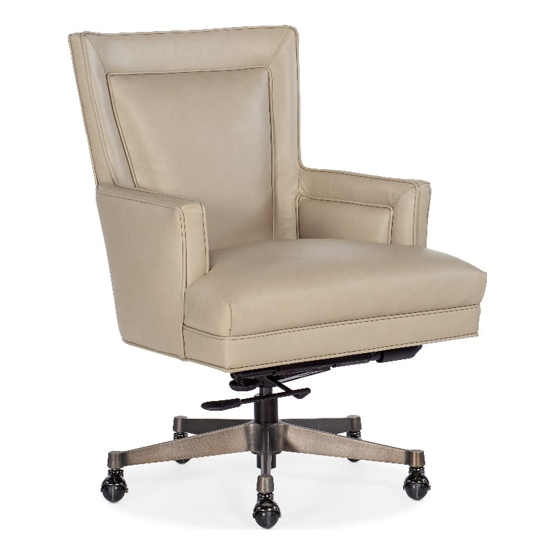 Hooker Furniture Rosa Leather and Metal Executive Swivel Tilt Chair in Beige