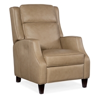 Hooker Furniture Tricia Leather Wood Power Recliner with Power Headrest in Gray BushFurnitureCollection