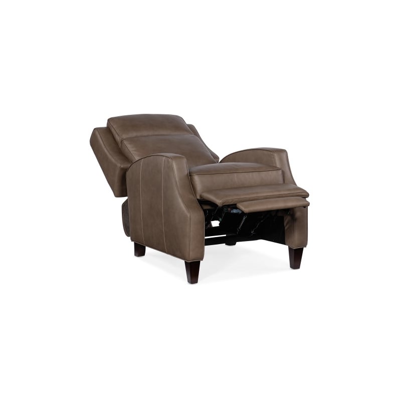 Hooker Furniture Leather and Wood Tricia Manual Push Back Recliner in Gray