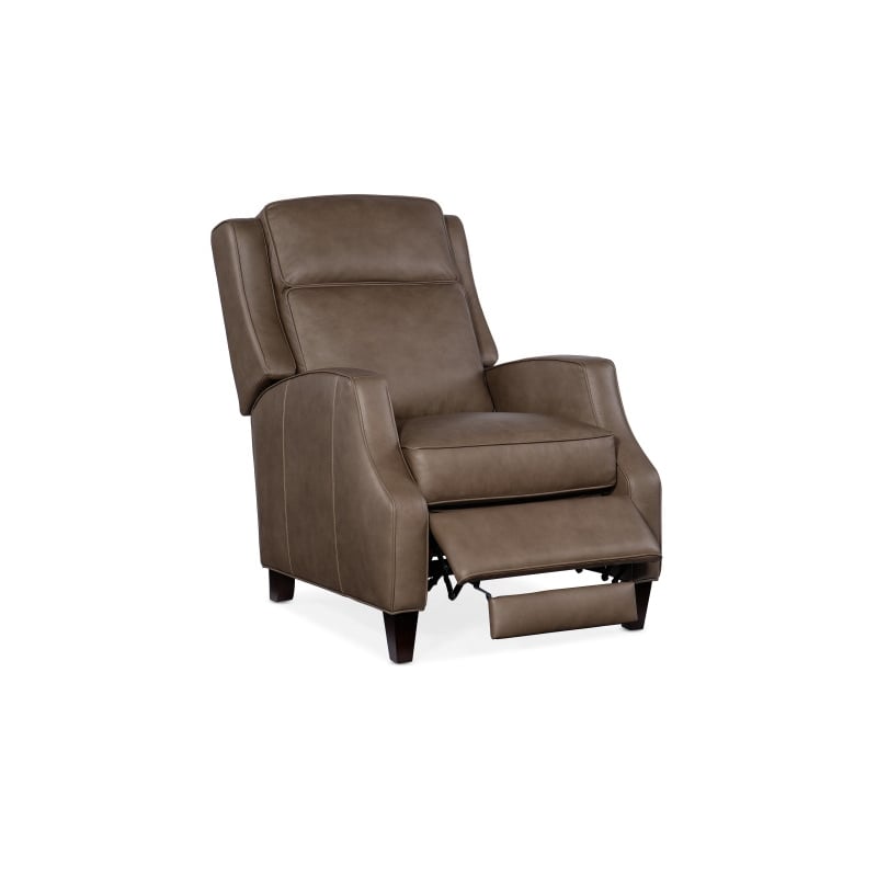 Hooker Furniture Leather and Wood Tricia Manual Push Back Recliner in Gray