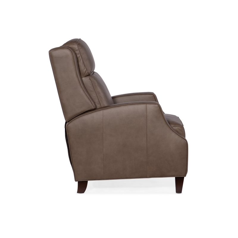 Hooker Furniture Leather and Wood Tricia Manual Push Back Recliner in Gray