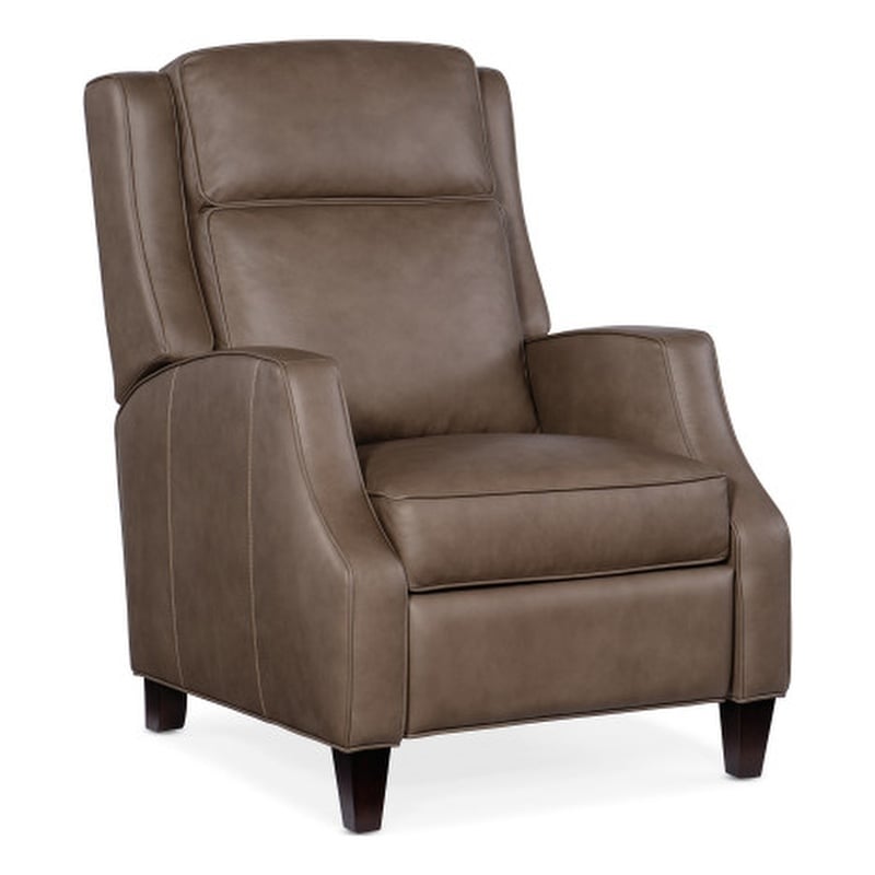 Hooker Furniture Leather and Wood Tricia Manual Push Back Recliner in Gray