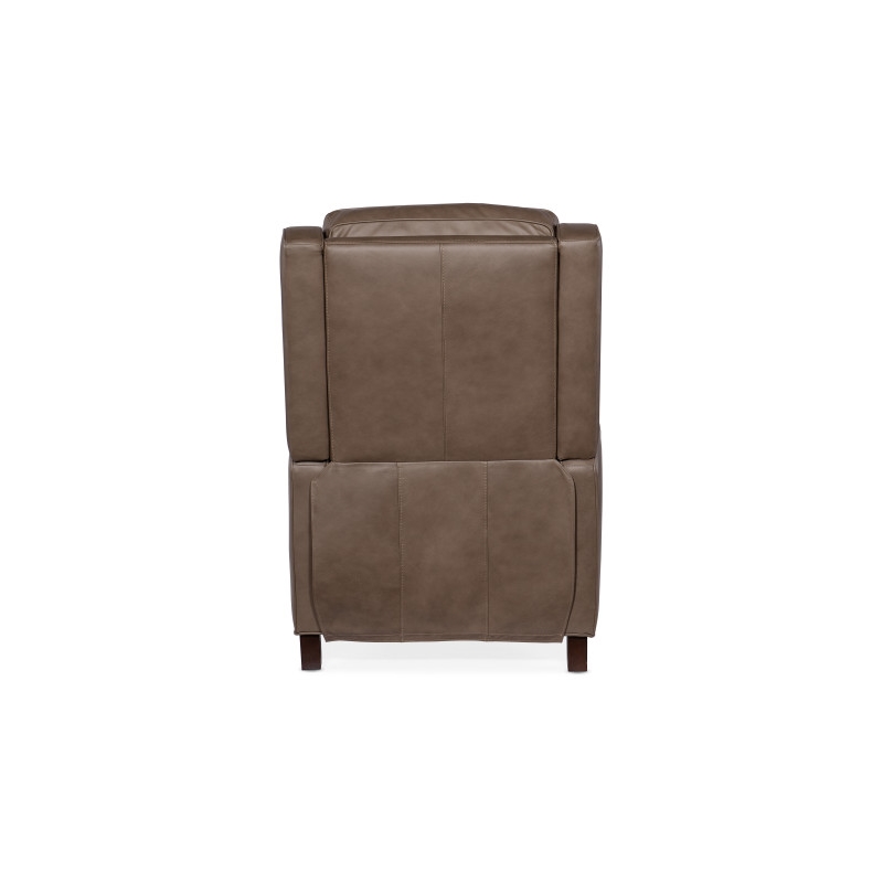Hooker Furniture Tricia Leather Wood Power Recliner with Power Headrest in Gray